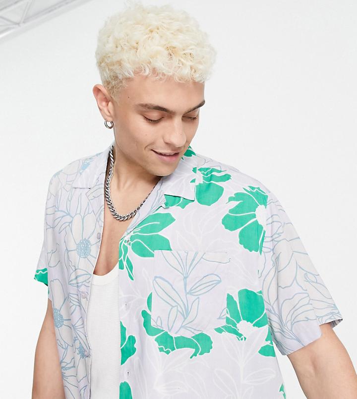 Reclaimed Vintage Inspired Revere Shirt In Mixed Floral Prints-multi