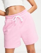 Topshop Sweat Shorts With Contrast Drawstring In Pink