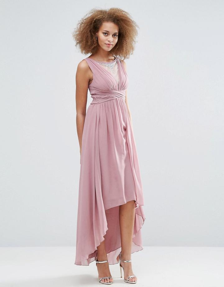 Little Mistress Dipped Hem Maxi Dress - Pink