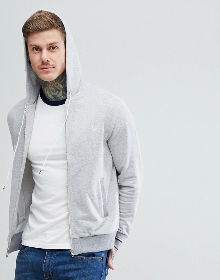 Fred Perry Hooded Sweat Jacket In Gray - Gray