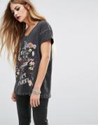 Religion Oversized T-shirt With Print And Embellishment Details - Black