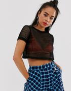 Bershka Mesh T-shirt In Black