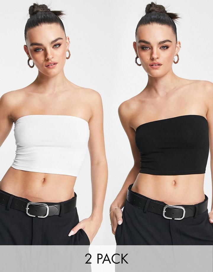 Asos Design 2-pack Ultimate Crop Bandeau Tops In Multi