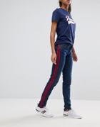 Tommy Hilfiger Mid Rise Skinny Jean With Contrast Panel - Blue