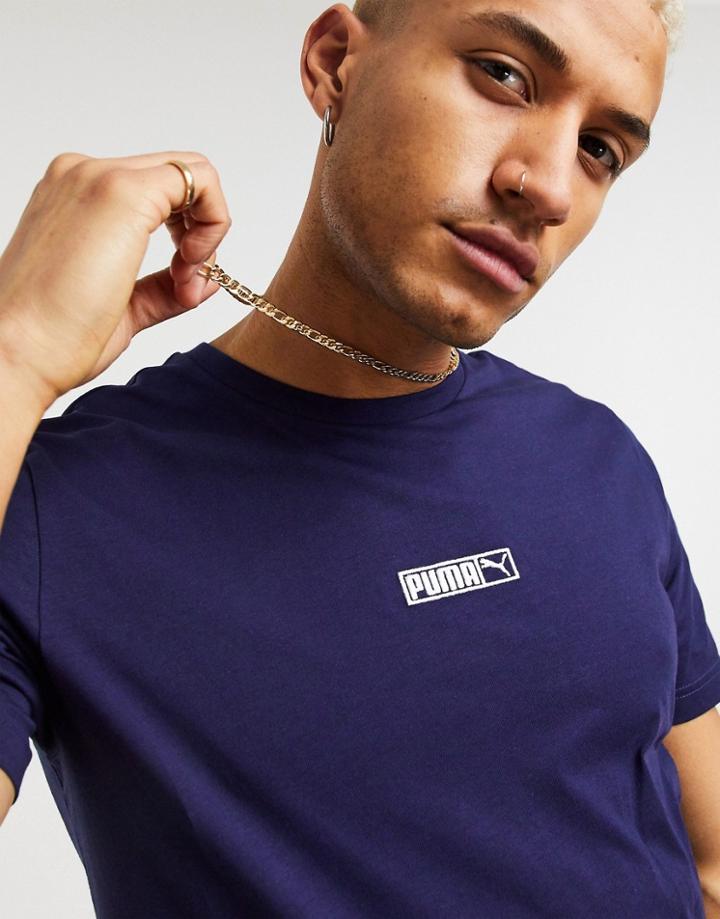 Puma Classics Small Logo T-shirt In Navy