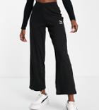 Puma Ribbed High Waist Wide Leg Pants In Black - Exclusive To Asos