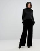 Dr Denim Wide Leg Velvet Pants - Black