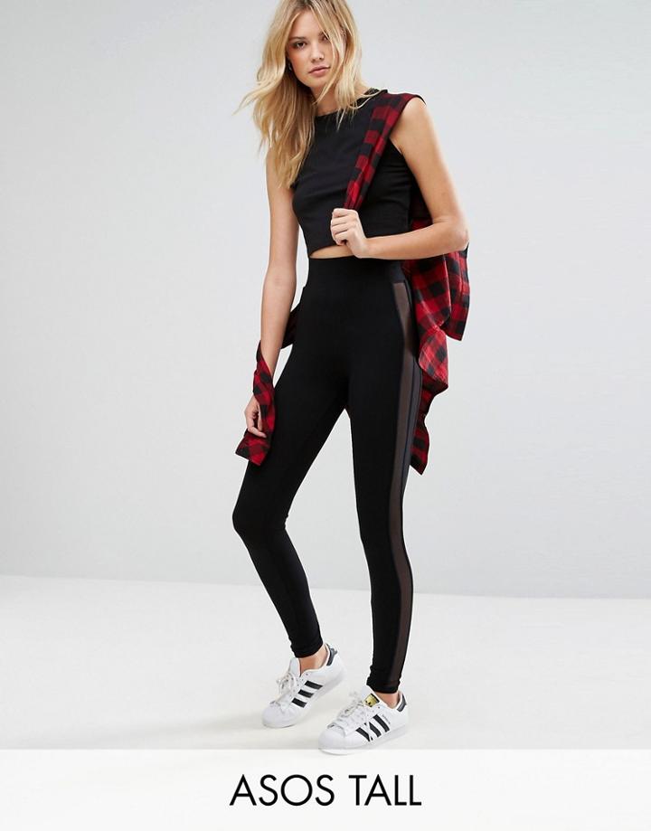 Asos Tall Side Mesh Leggings - Black