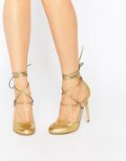 Asos Persevere Lace Up High Heels - Gold