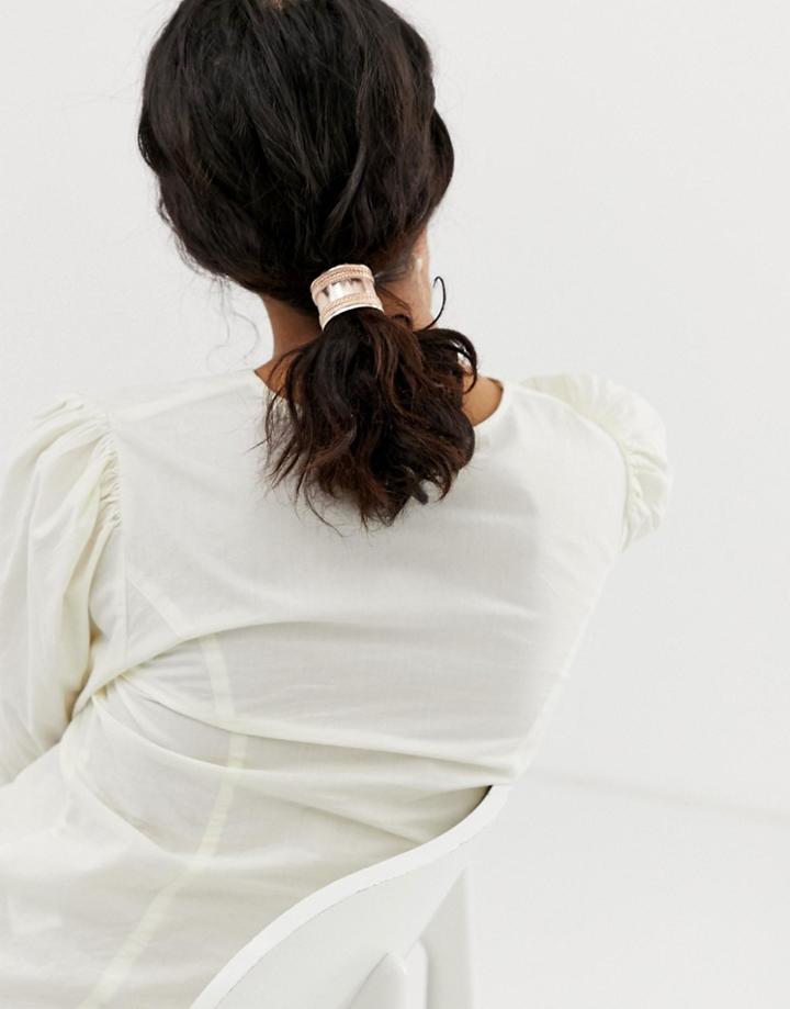Asos Design Hair Cuff With Engraved Detail In Rose Gold - Copper