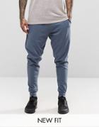 Asos Tapered Joggers In Blue - Washed Airforce