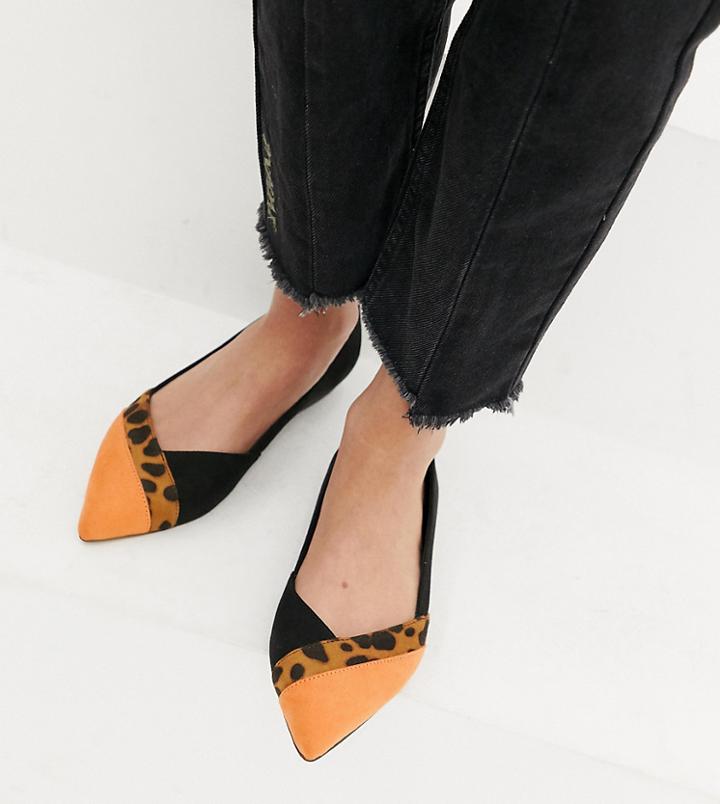 Asos Design Wide Fit Vibrant Pointed Ballet Flats