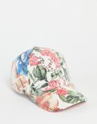 Liquor N Poker Floral Print Trucker Cap In Beige-neutral