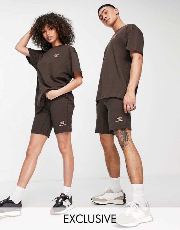 New Balance Unisex Jersey Shorts In Brown