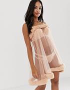 Asos Design Fluffy Mesh Cami Dress-pink