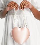 True Decadence Exclusive Heart Clutch Bag In Pink Satin With Pearl Handle