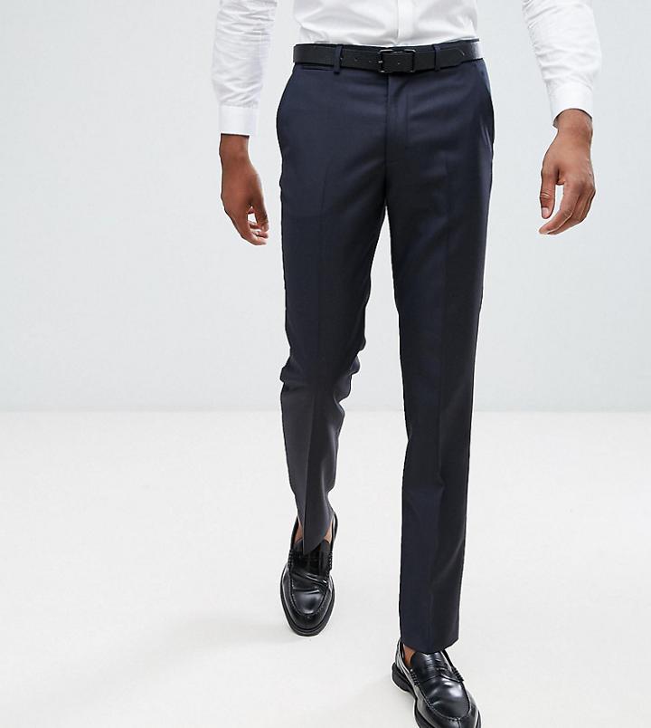 Asos Tall Slim Suit Pants In Navy 100% Wool - Navy