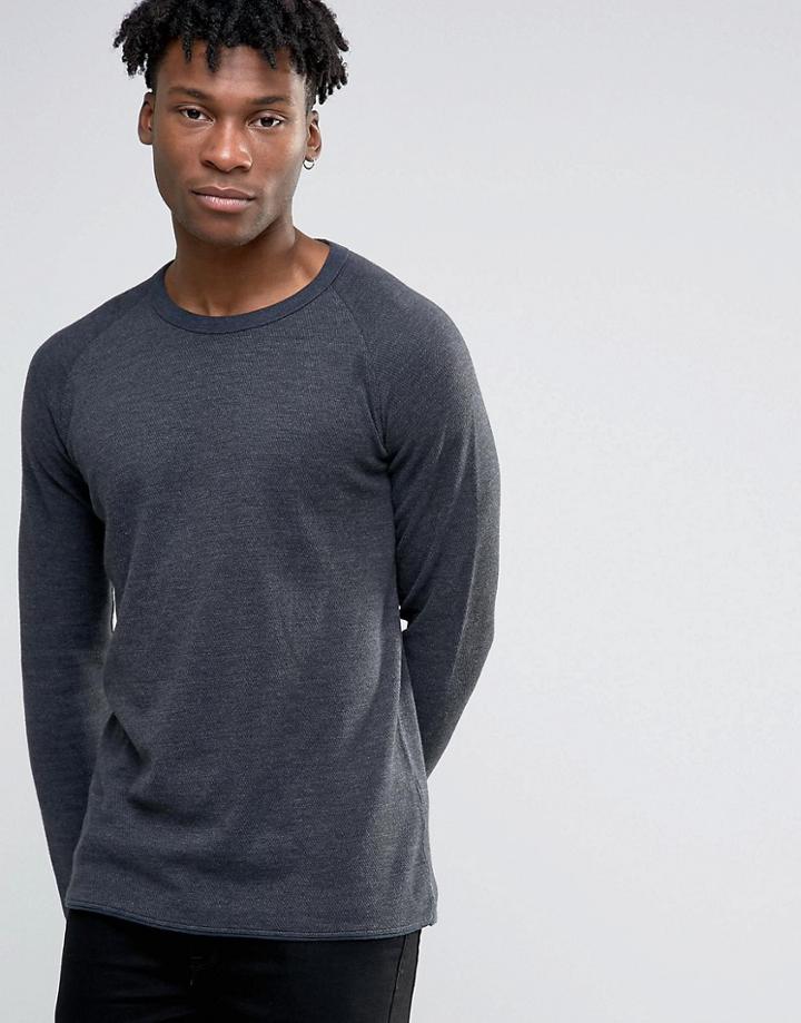 Selected Homme Waffle Raglan - Navy