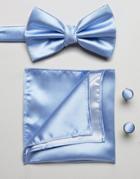 Burton Menswear Tie And Pocket Square Set In Blue - Blue