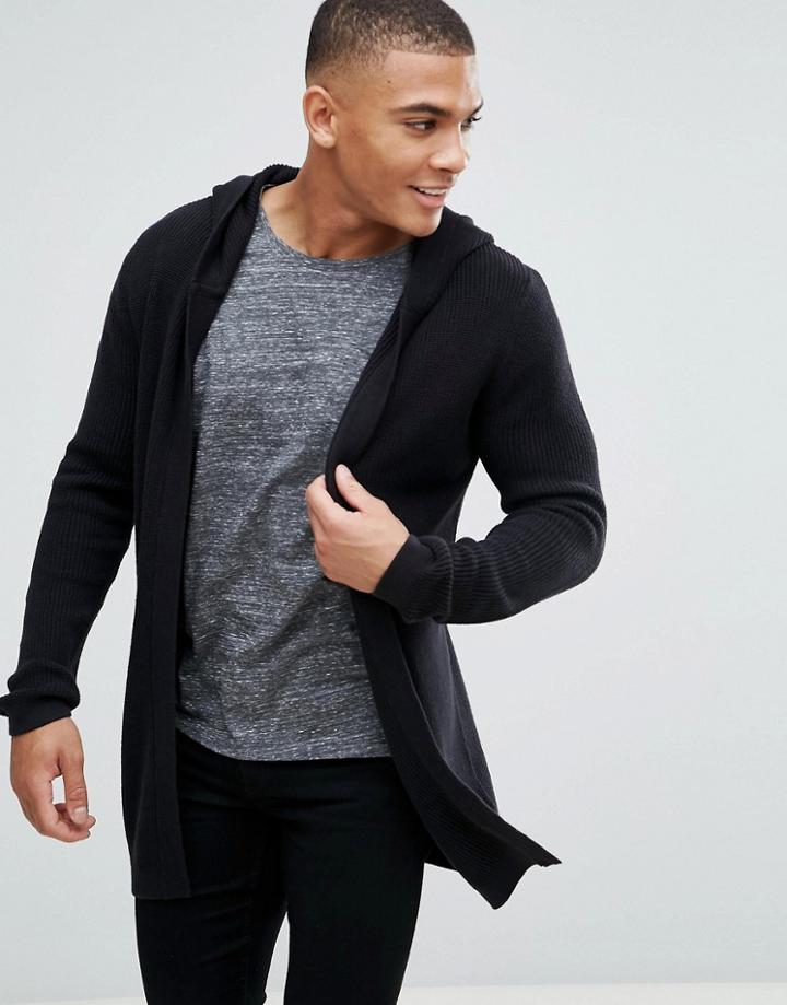 Esprit Open Drape Hooded Cardigan - Black