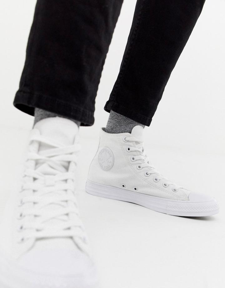 Converse All Star Hi Sneakers In White Mono-black