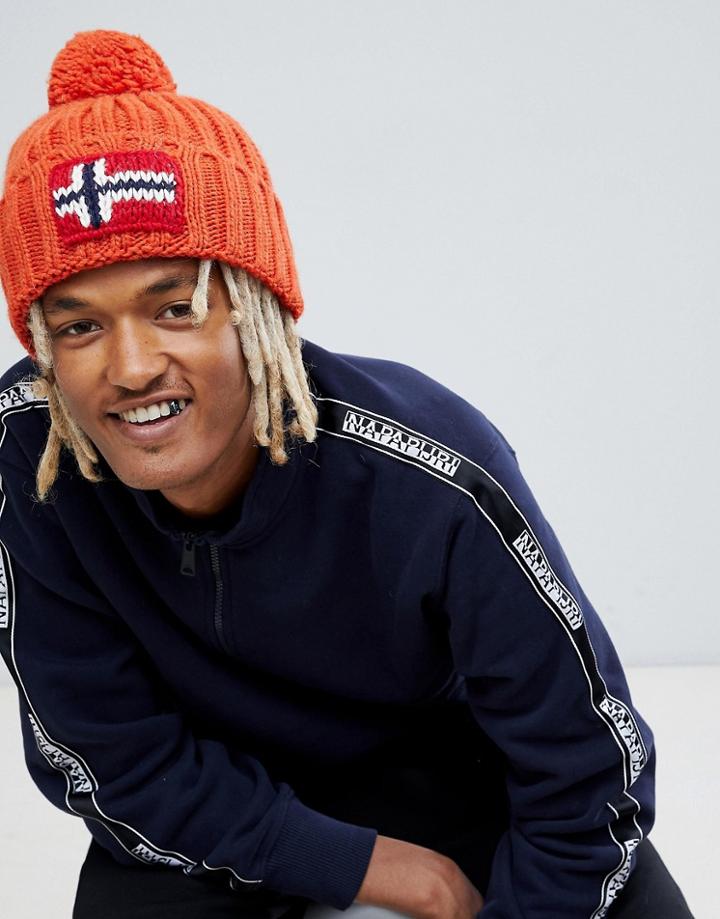 Napapijri Semiury Beanie Hat In Orange - Orange
