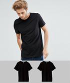 Asos T-shirt With Crew Neck 2 Pack Save - Black