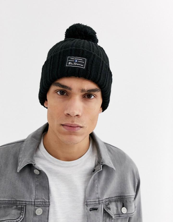 Ben Sherman Bobble Hat In Black