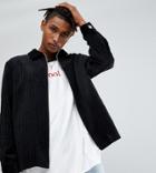 Reclaimed Vintage Inspired Cord Zip Through Shirt - Black