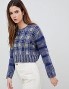 Qed London Check Sweater - Blue