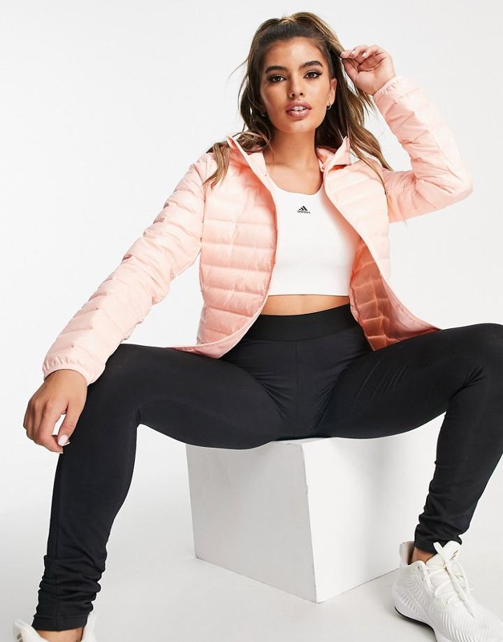 Adidas Outdoor Varilite Hybrid Midweight Jacket In Haze Coral-orange