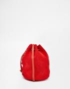 Asos Mini Suede Lace Up Duffle Bag - Red