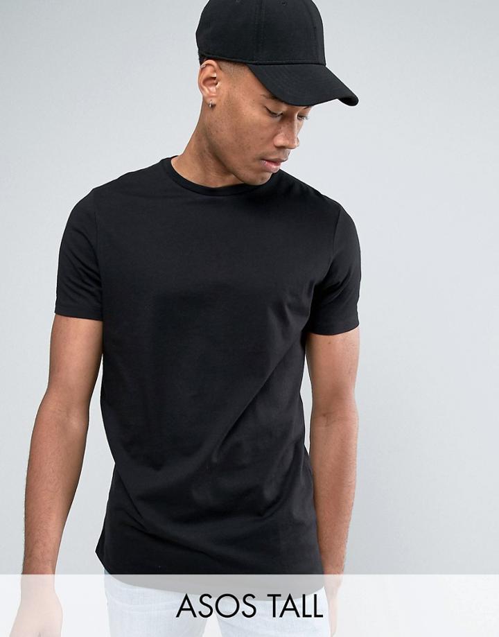 Asos Tall Longline T-shirt In Black - Black