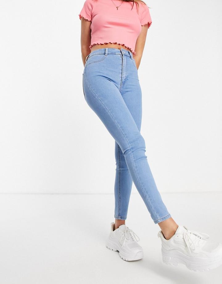 Pull & Bear High Waisted Jeggings In Blue-blues