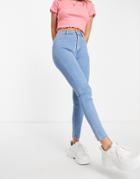 Pull & Bear High Waisted Jeggings In Blue-blues