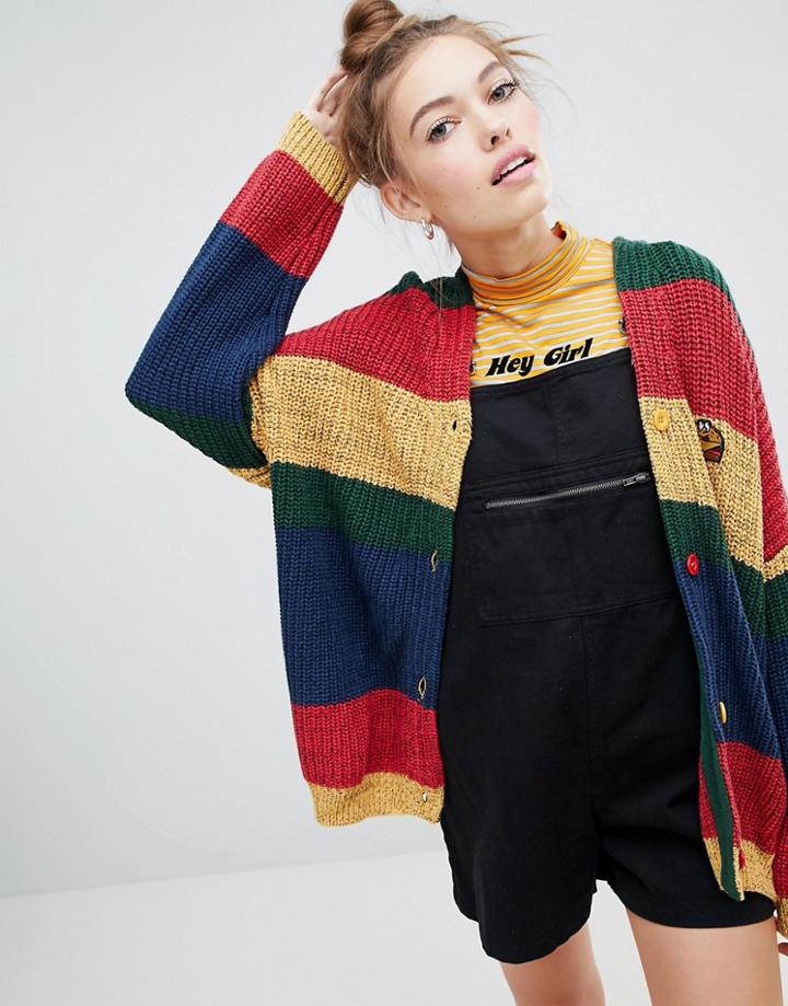 Lazy Oaf Burger Stripe Cardigan - Multi