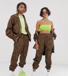 Collusion Unisex Lightweight Woven Animal Track Pants-brown