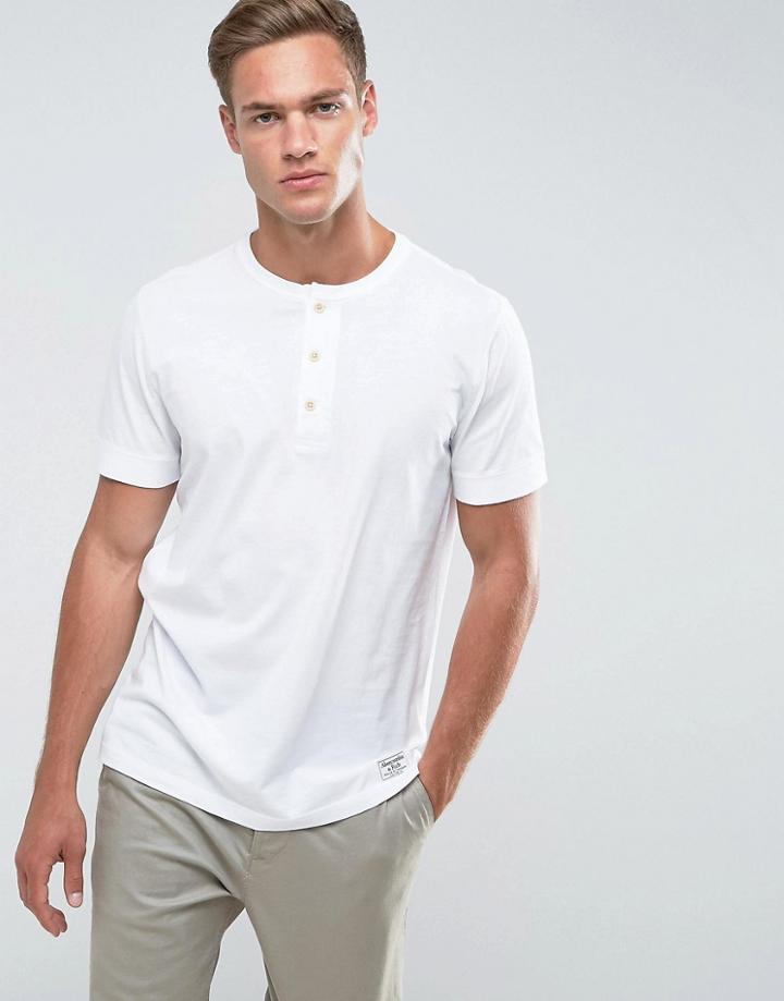 Abercrombie & Fitch Henley T-shirt Slim Fit Garment Dye In White - White