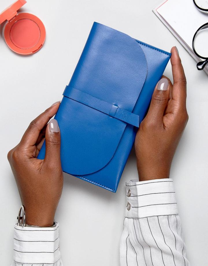 Asos Leather Slot Through Purse - Blue