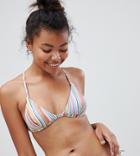 Free Society Stripe Cross Back Triangle Bikini Top-multi