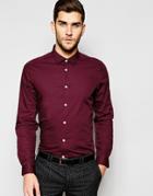 Asos Smart Shirt In Burgundy With Long Sleeves - Burgundy