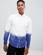 Asos Design Regular Fit Western Shirt With Dip Dye Detail In White - White
