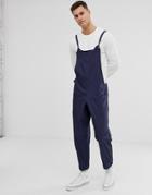 Asos Design Relaxed Overalls In Navy - Navy