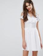Oasis Cotton Tie Shoulder Shirt Dress - White