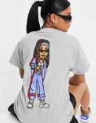 Hnr Ldn Oversized T-shirt With Back Print Graphic In Gray-grey