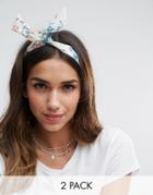 Asos Pack Of 2 Floral Twist Tie Headbands - Multi