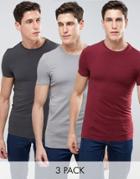 Asos Extreme Muscle T-shirt With Crew Neck 3 Pack Save - Multi