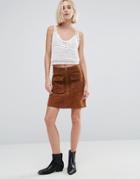 Pepe Jeans Keira Suede 70's Mini Skirt - Brown
