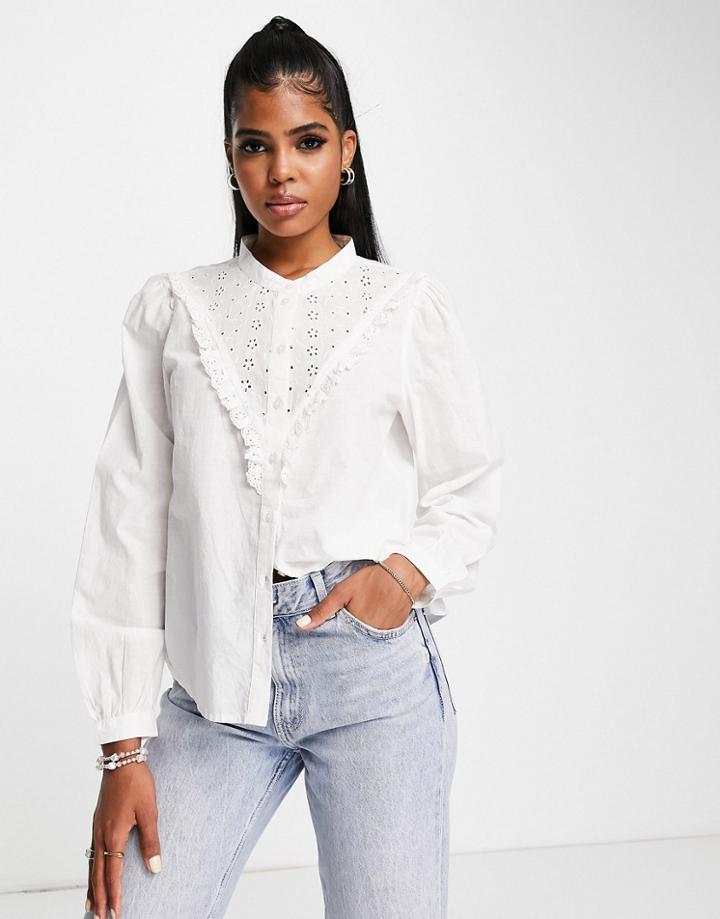 Jdy Mia Embroidery Blouse In White