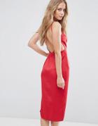 Asos Drape Back Delicate Backless Midi Dress - Red